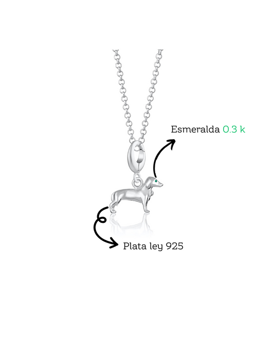 Mascota personalizada en Plata Ley 925 con Esmeralda